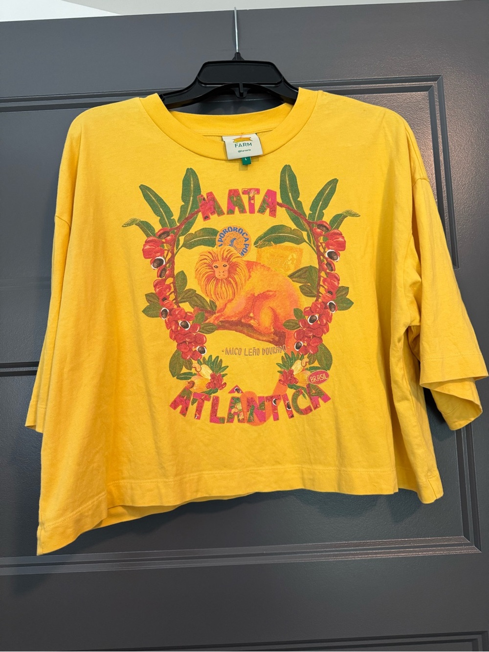 Farm Rio Yellow Tropical Lion Graphic Tee